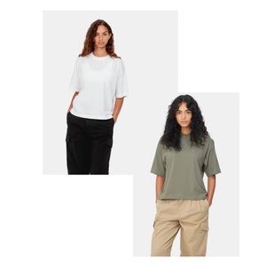 2 Carhartt WIP Chester T-Shirts in White & Misty Sage